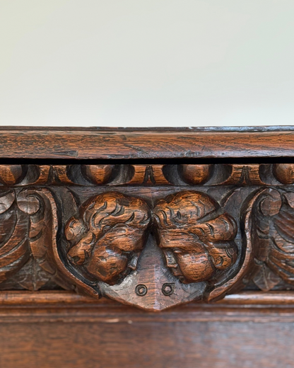 Flemish oak cupboard c 19th C. with 17th C. decorative elements