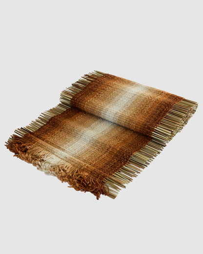 Handcrafted terracotta table runner with graduated shading
